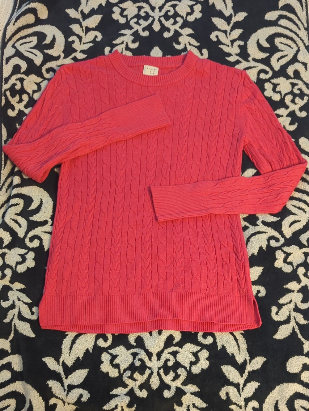 A New Day Cable Crewneck Sweater in Barbie Hot Pink Long Cuffs Y2k Staple - S